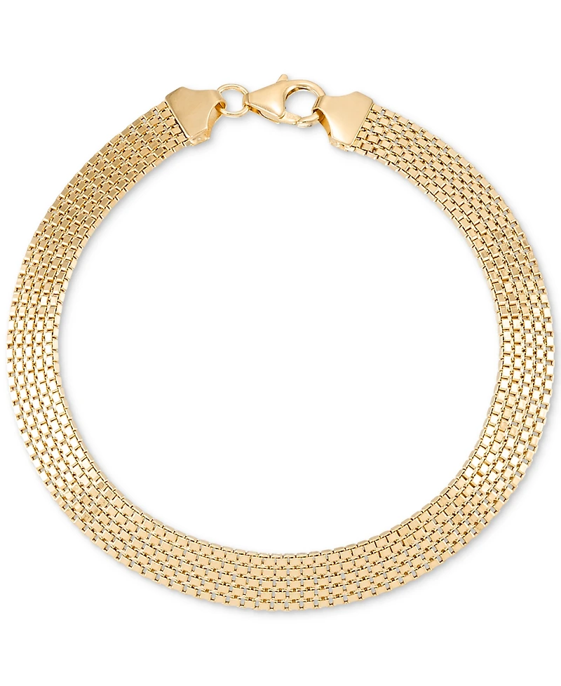 Woven Classic Squared Box Chain Link Bracelet in 10k Gold