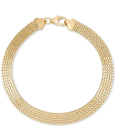 Woven Classic Squared Box Chain Link Bracelet in 10k Gold