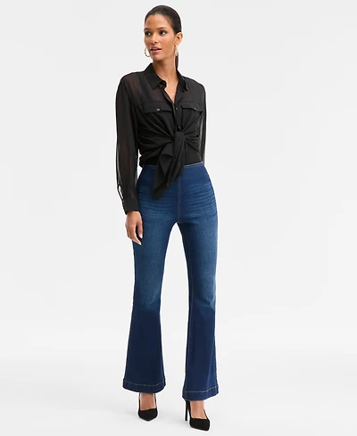 I.n.c. International Concepts Women's High-Rise Pull-On Flare-Leg Jeans, Macy's Exclusive