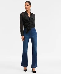 I.n.c. International Concepts Women's High-Rise Pull-On Flare-Leg Jeans, Macy's Exclusive