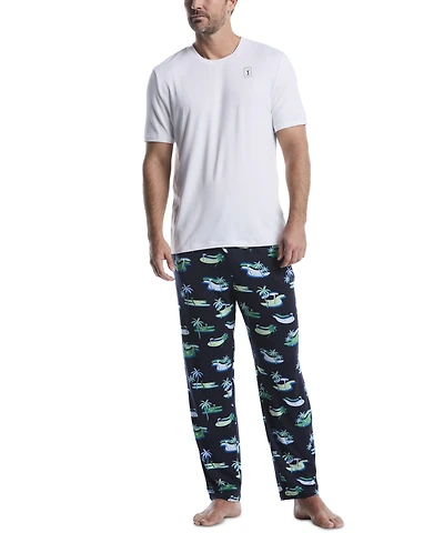 Perry Ellis Portfolio Men's Soft Touch Beach Course Golf Pajama Set
