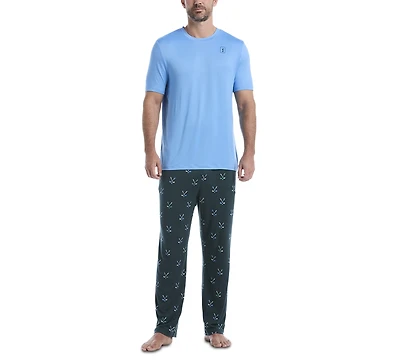 Perry Ellis Portfolio Men's Soft Touch Beach Course Golf Pajama Set