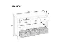 Casainc Console Table Cabinet with 3 Storage Drawers Water Hyacinth Woven Baskets