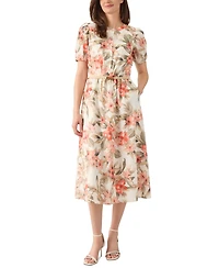 Kasper Tropical Floral Cotton Short-Sleeve Dress, Regular & Petite Sizes