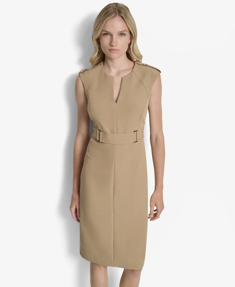 Dkny Women's Sleeveless V-Neck Sheath Midi Dress