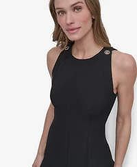 Dkny Women's Sleeveless Crewneck Fit & Flare Dress