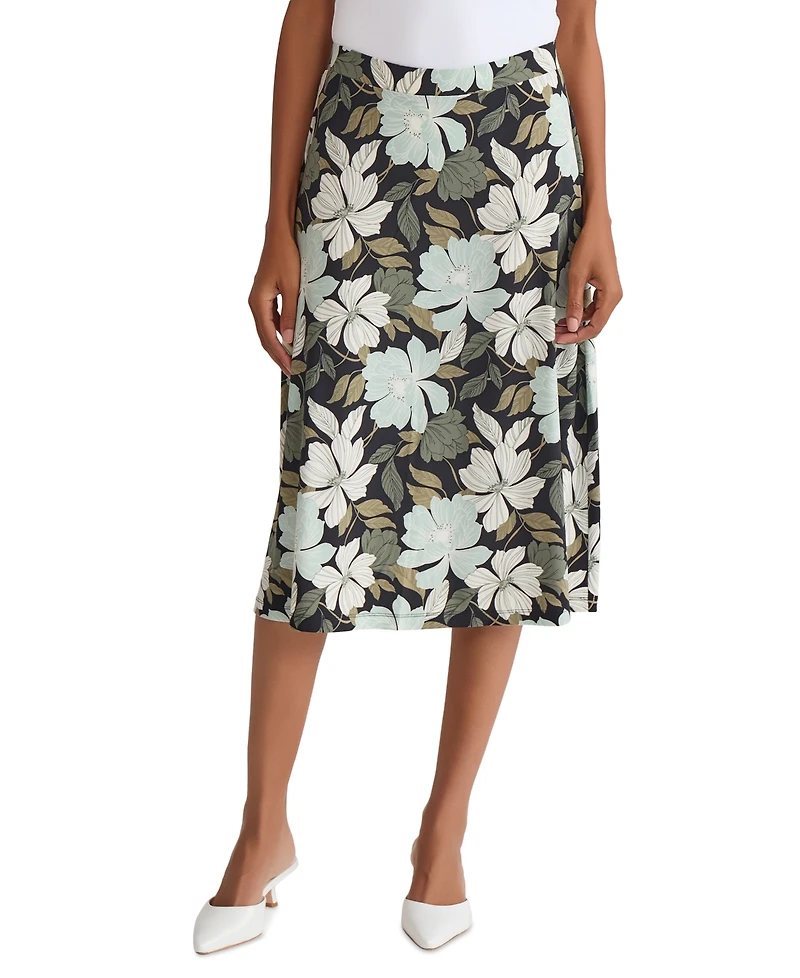 Kasper Women's Printed Pull-On Midi Skirt