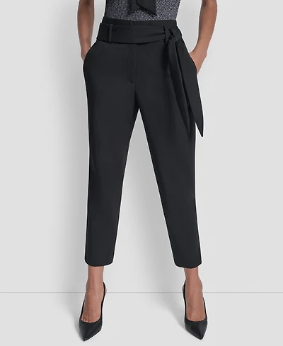Dkny Women's Tie-Waist High-Rise Straight-Fit Pants