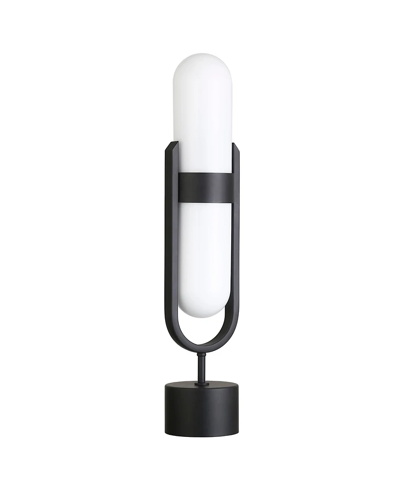 Hudson & Canal Blair 25" Metal Pill-Shaped Table Lamp with Milk Glass Shade