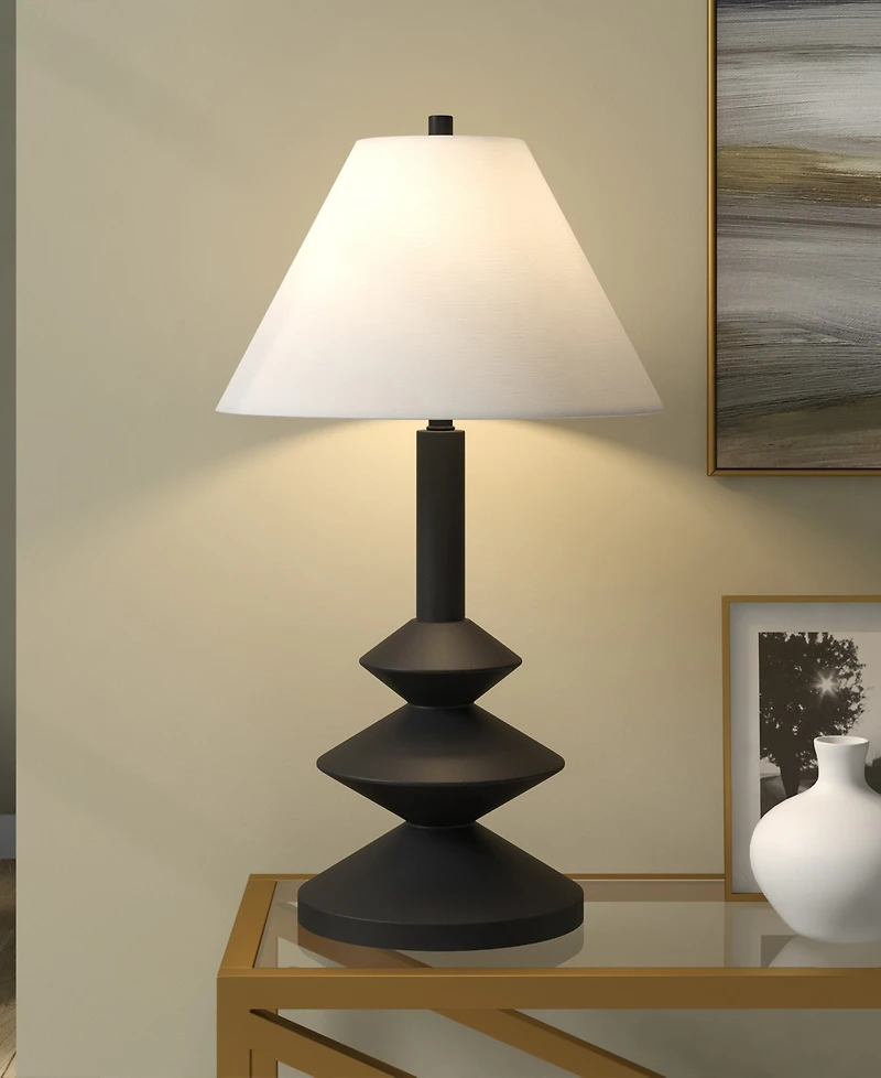 Hudson & Canal Abilene 28" Resin Triple Gourd Lamp with Fabric Shade