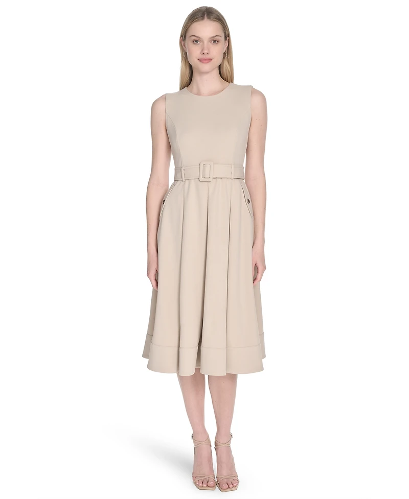 Calvin Klein Women's Scuba Crepe Sleeveless A-Line Dress