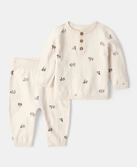 Carter's Baby Boys Cotton Sheep-Print Long-Sleeve Sweater & Jogger Pants, 2 Piece Set