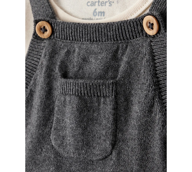 Carter's Baby Girls Cotton Bow-Print Long-Sleeve Bodysuit & Jumper Dress, 2 Piece Set