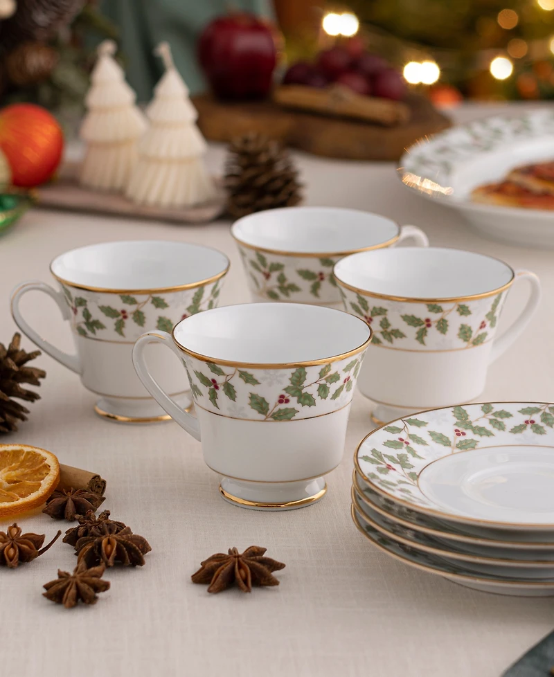 Holly Berry 8 oz Cup, Set of 4