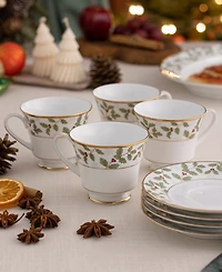 Holly Berry 8 oz Cup, Set of 4