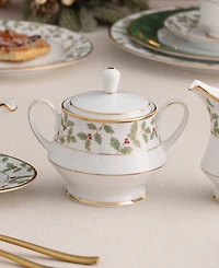 Noritake Holly Berry Gold Sugar Creamer Set