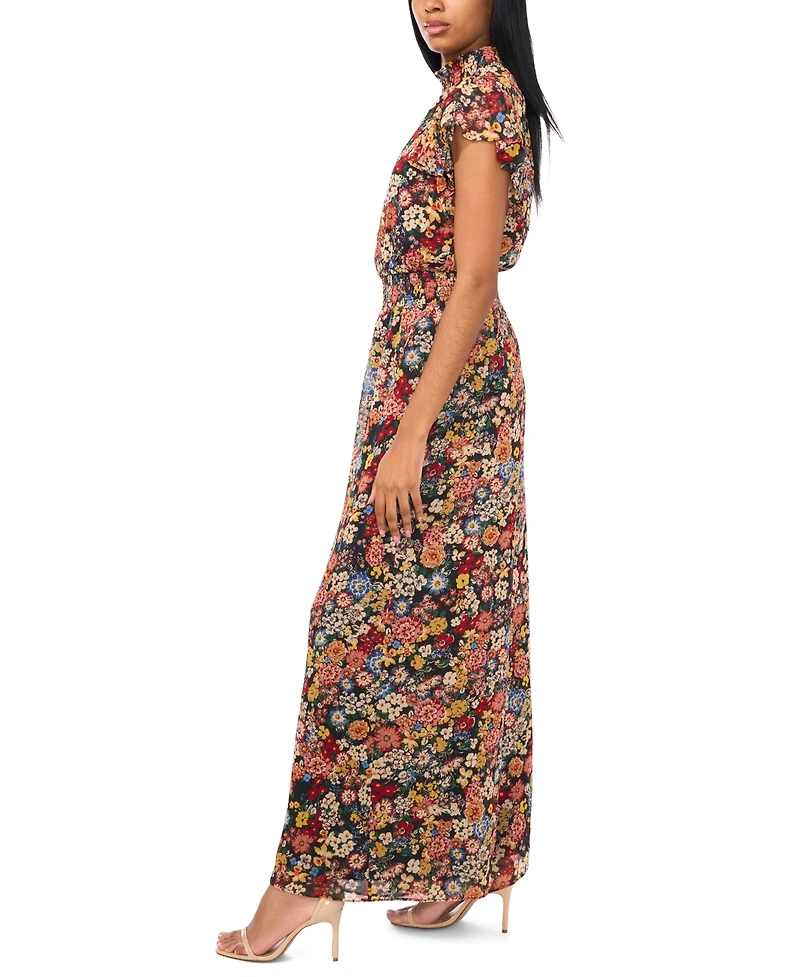 Msk Women's Flutter-Sleeve Smocked-Waist Jumpsuit