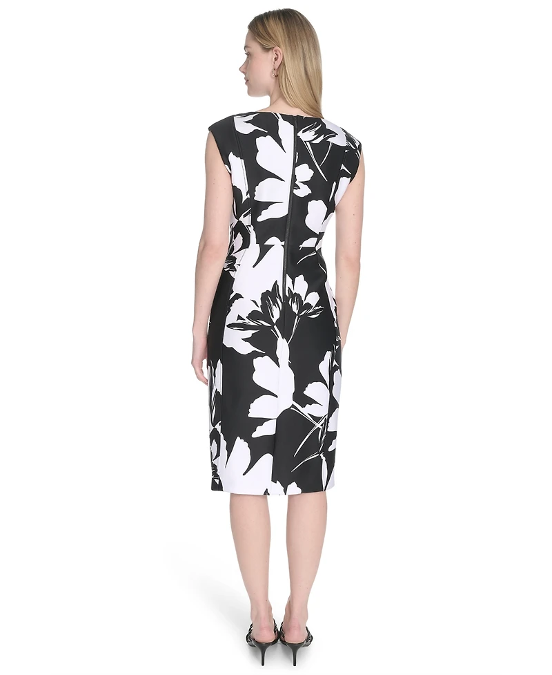 Calvin Klein Women's Short-Sleeve Scuba Midi Dress