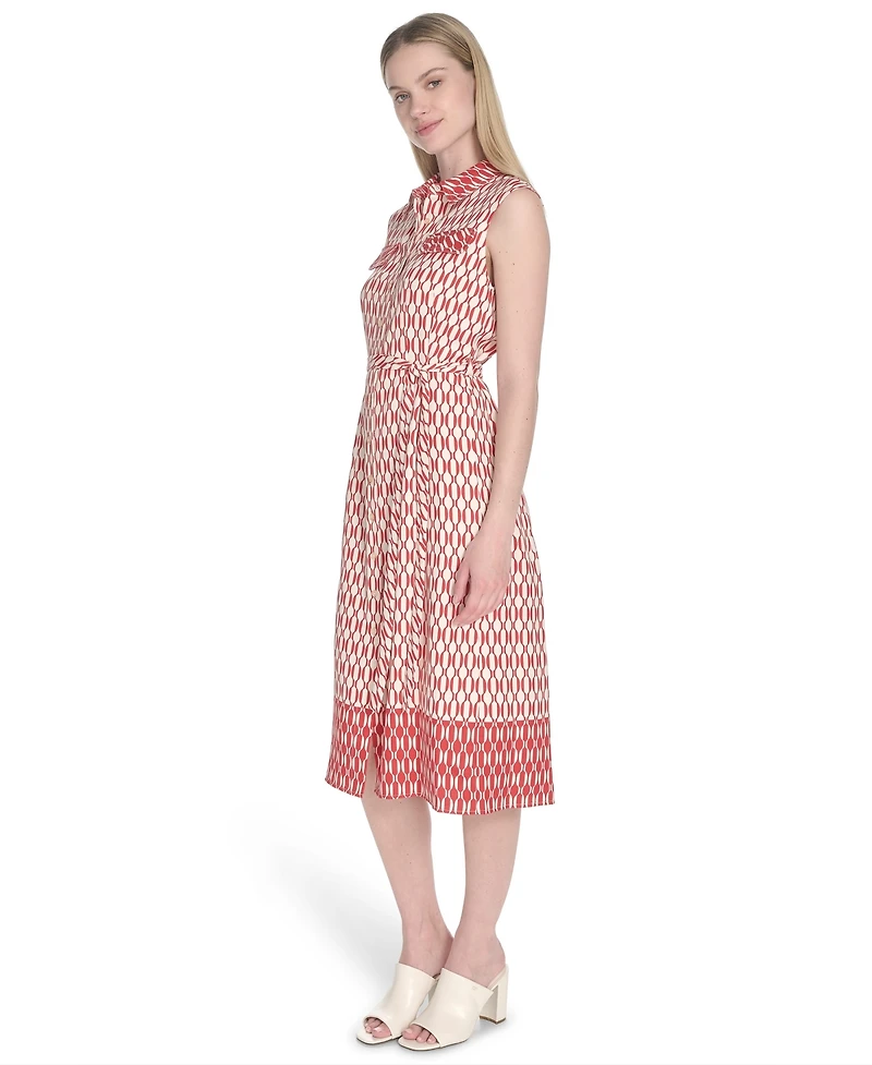 Calvin Klein Women's Collared Sleeveless Midi Dress