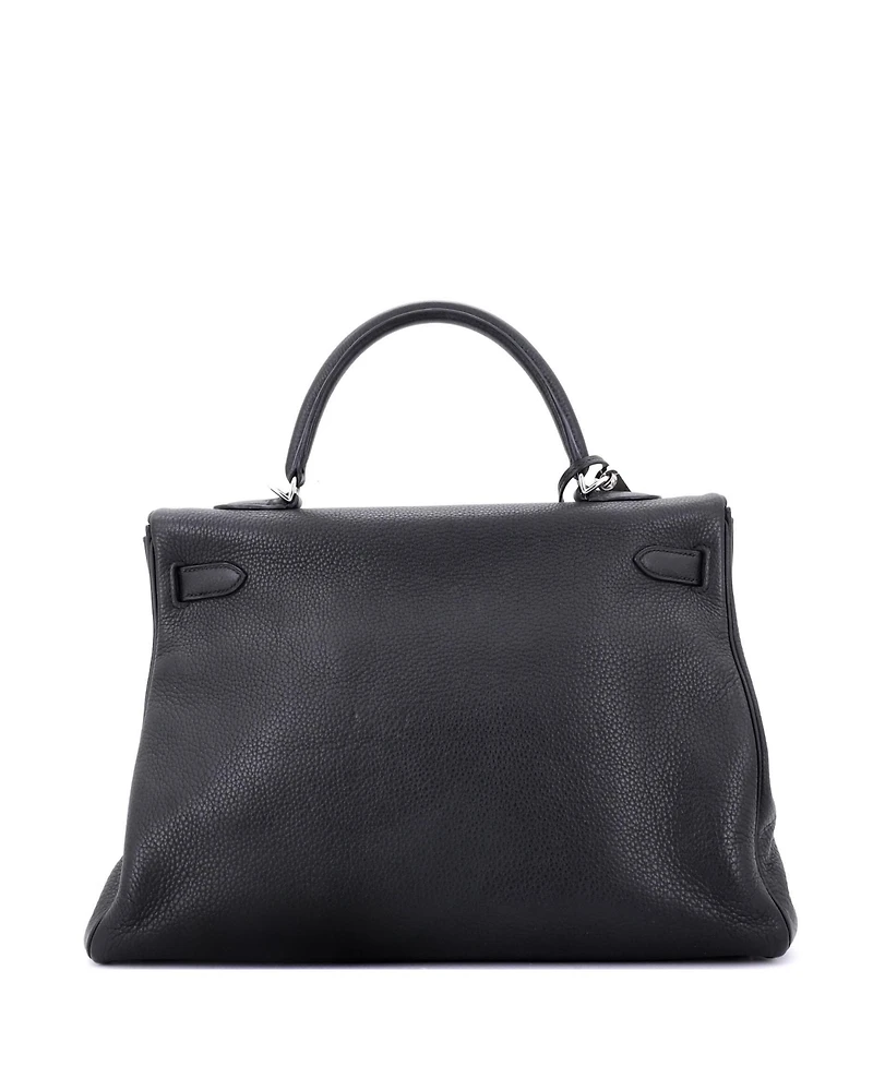 Pre-Owned Hermes Kelly Handbag Clemence with Palladium Hardware