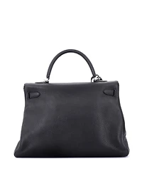 Pre-Owned Hermes Kelly Handbag Clemence with Palladium Hardware