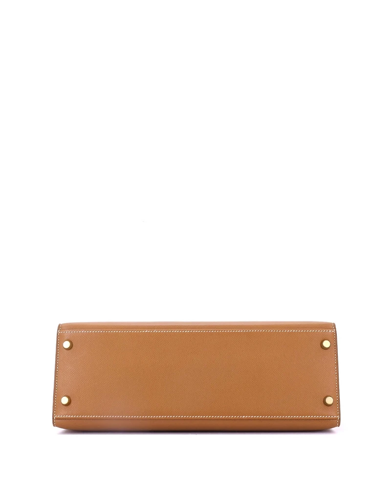 Pre-Owned Hermes Kelly 32 Handbag Brown Courchevel with Gold Hardware