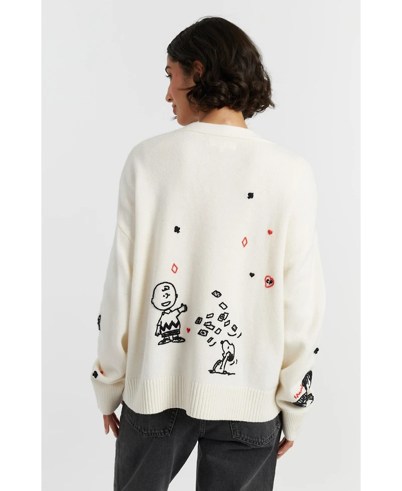 Chinti & Parker Women's Wool Cashmere Peanuts Poker Cardigan