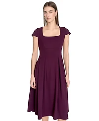 Calvin Klein Women's Scuba Crepe Square-Neck Fit & Flair Dress