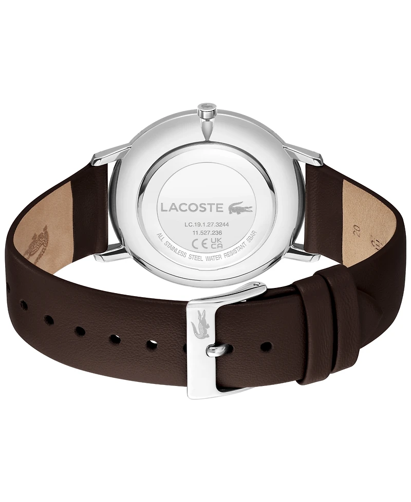Lacoste Men's Crocorigin Brown Leather Strap Watch, 40.5mm