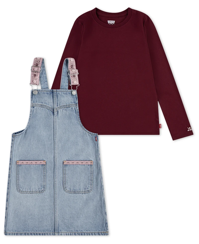Levi's Little & Toddler Girls 2-Piece Long Sleeve T-Shirt and Western Skirtall Set