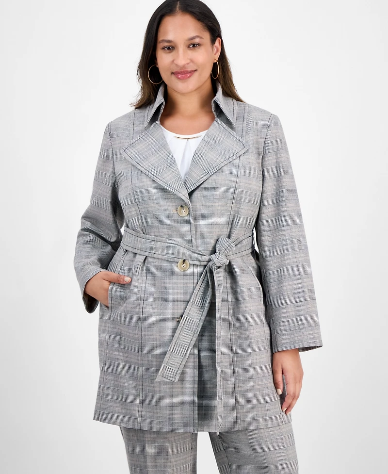 Kasper Plus Plaid Jacket