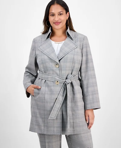 Kasper Plus Plaid Jacket