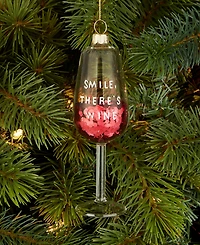 Holiday Lane Burgundy Sequin Wine Glass Ornament, Macy's Exclusive