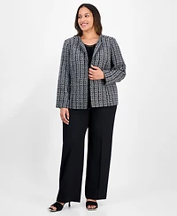 Kasper Plus Tweed Metallic-Trim Jacket