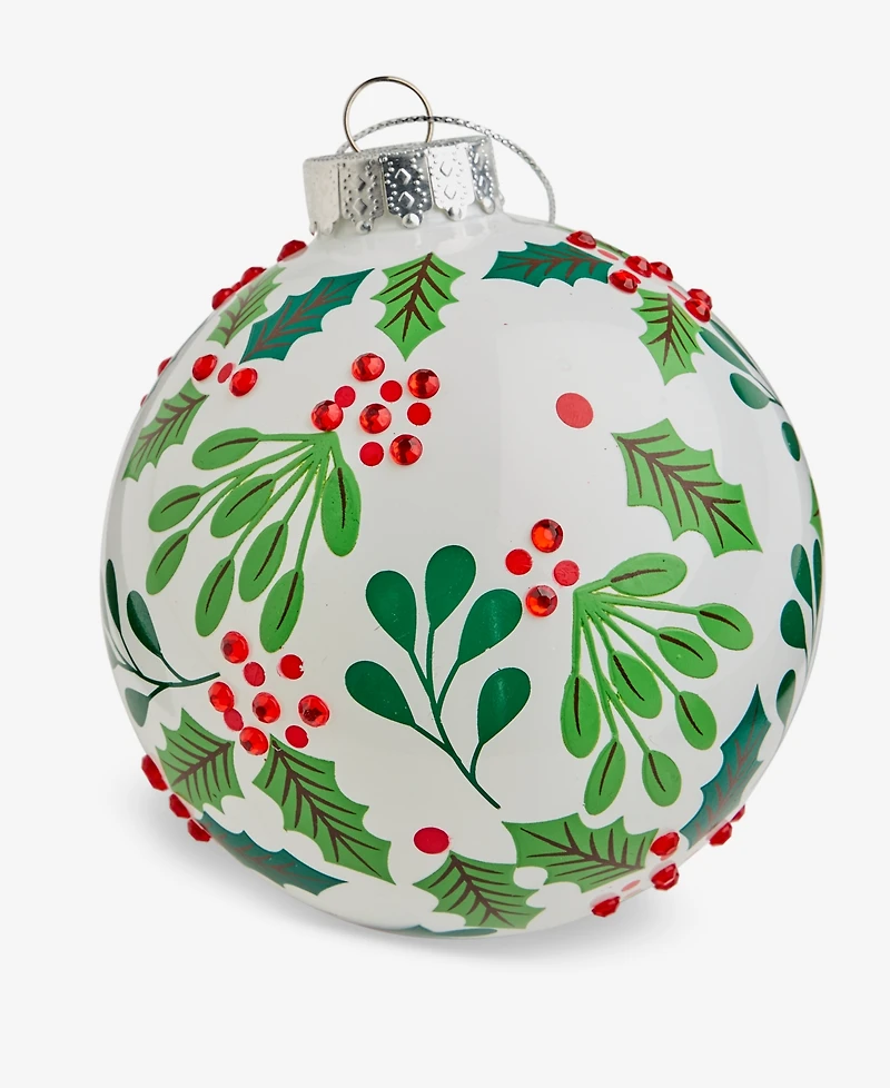 Holiday Lane Christmas Cheer Glass Holly Ball Ornament, Macy's Exclusive