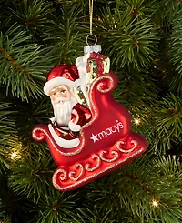 Holiday Lane Macy's Glass Santa's Sleigh Ornament, Macy's Exclusive
