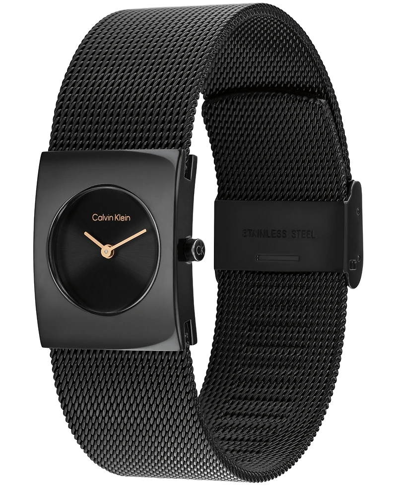 Calvin Klein Women's Ck Pulse Black Ip Stainless Steel Mesh Bracelet Watch 21.5mm