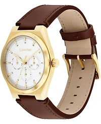 Calvin Klein Men's Ck Motion Brown Leather Strap Watch 39mm