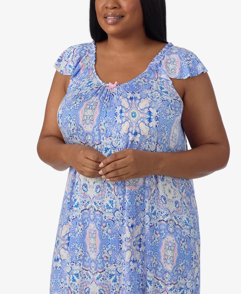 Ellen Tracy Plus Size Short Sleeve Midi Nightgown