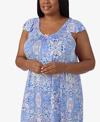 Ellen Tracy Plus Size Short Sleeve Midi Nightgown