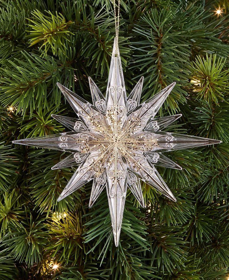 Holiday Lane Blessed Clear and Gold-Tone Snowflake Ornament, Macy's Exclusive