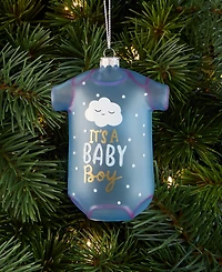 Holiday Lane Baby's First Christmas Blue Bodysuit Ornament, Macy's Exclusive