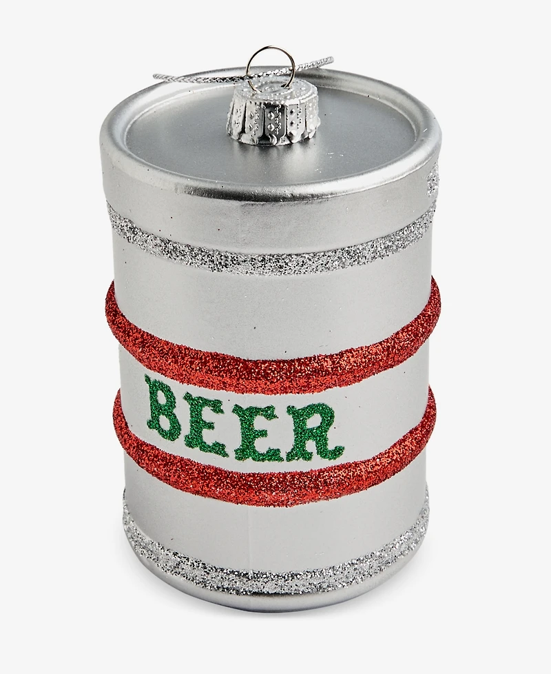 Holiday Lane Spirits Glass Glittered Beer Keg Ornament, Macy's Exclusive