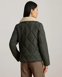 Lauren Ralph Women's Faux-Fur-Collar Diamond Quilted Jacket