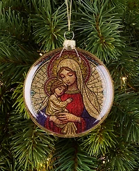 Holiday Lane Blessed Mother and Child Glass Disc Ornament, Macy's Exclusive