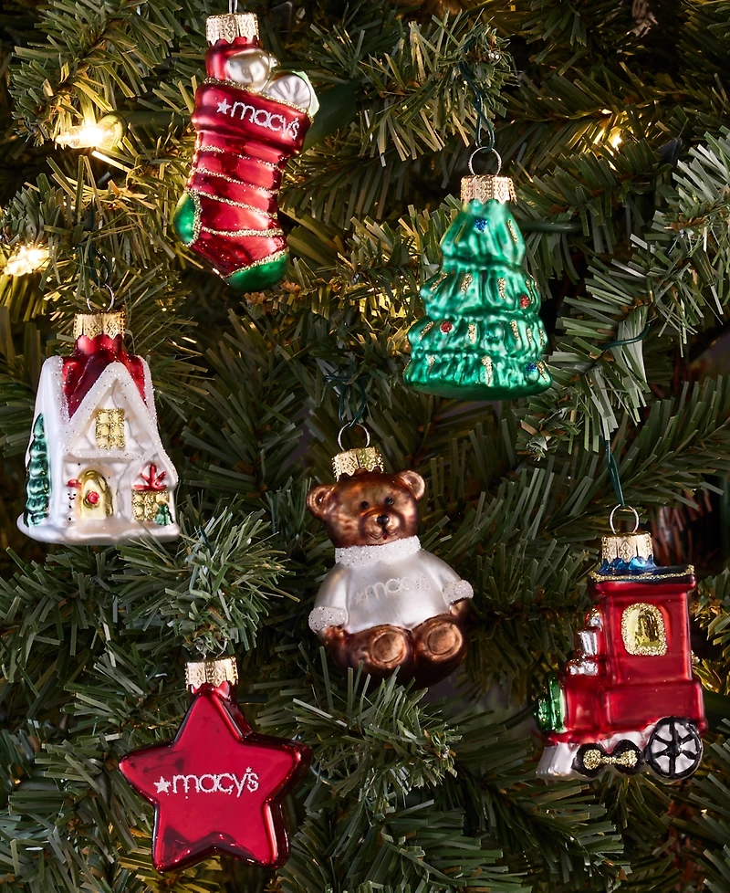 Holiday Lane Heritage Set of 6 Glass Macy's Ornaments, Macy's Exclusive