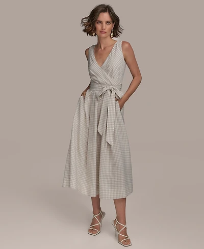 Donna Karan New York Women's Sleeveless V-Neck Midi Dress
