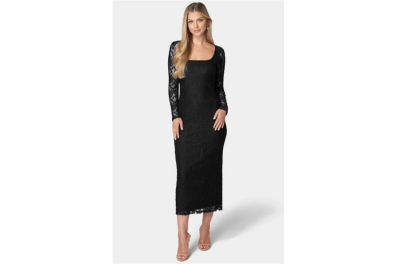 Bebe Women's Lace Square Beck Maxi Dress