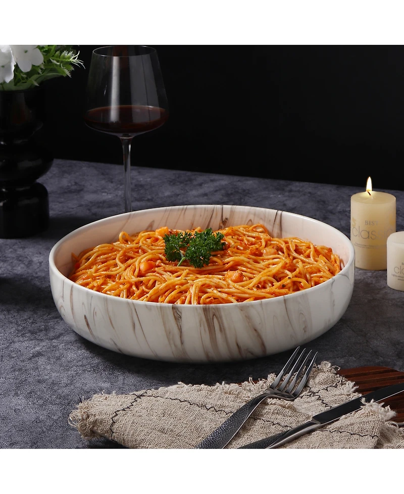 Lorren Home Trends Matte Marble Pattern Serving Bowl, 96-oz.