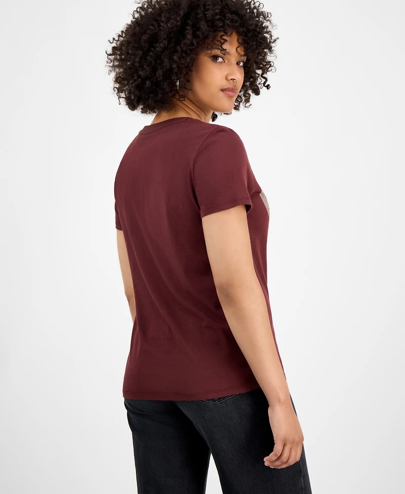 Guess Women's Panther Moon Studded Easy T-Shirt